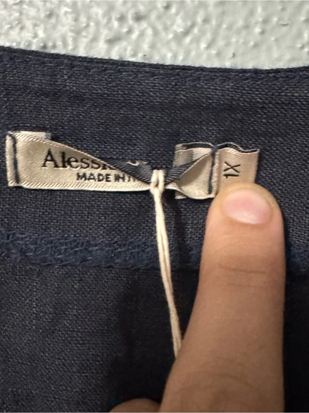 Alessia Pacini Dress 1X Blue Linen Button V-Neck Pockets Preppy Lagenlook Italia - Picture 4 of 6